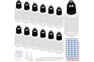 REYSHIN BoîTe de 20 Flacons Compte - Gouttes, Flacons Plastiques Vides, Flacons ExtrudéS, Flacons de Mesure Avec Bouchon de SéCurité, Y Compris Entonnoir de Mesure, éTiquette, Pipette de Transfert (30ml)