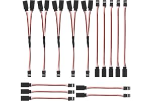 JR Style Servo Extension Cable, 15pcs Yakomon Servo Cables, 15cm Y Harness Extension Cord,15cm and 10cm Male to Female Servo Extension for RC Car Helicopter ect. (1 to 2 Y 15cm/15cm/10cm,5pcs Each)