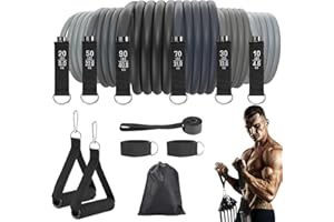 Fitense 6 Set Elastici Fitness Uomo - Elastico Fitness Bande 270 Lbs, Elastici Palestra con Maniglie, Ancoraggio Porta, Cinghie Caviglia, Borsa e Poster, Perfette per Allenamento a Casa o in Palestra
