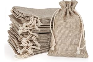 Homewit Baumwolle Kleine Beutel mit Kordelzug,30 STK Jutesäckchen 10 * 15cm Baumwolle Stoffbeutel Natur Säckchen Wiederverwendbare Geschenktüte Jute für schmuck Geburtstagsfeier Weihnachten