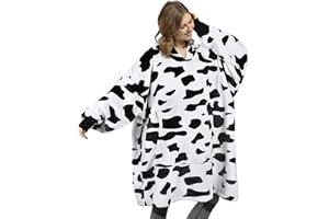 Catalonia Classy Felpa con Cappuccio Oversize Mucca, Felpa Coperta Gigante con Ampia Tasca Frontale, Coperta con Maniche, Felpa Oversize Pile, Regalo per Adulti, Donna, Adolescenti, Fidanzata, Moglie