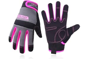HLDD HANDLANDY Women's Utility Work Gloves, Ultra-Light Safety Work Gloves, Mechanical Work, Gardening, DIY Work, Gloves with Touchscreen Function (M, Pink)