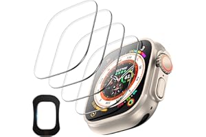 TOCOL 4 Pièces Protection Écran pour Apple Watch Ultra 3/2 /1 49mm, Installation Rapide, Dureté 9H, Sans Bulles, Résistant aux Rayures, Verre Trempé pour Apple Watch Ultra