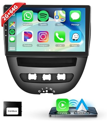 BXLIYER Android 14 Autoradio Voor Toyota Aygo/Peugeot 107/Citroen C1 ( 2005-2014) - Ingebouwde Carplay Android Auto - 2G 32G - Camera GRATIS - IPS 10.1 Inch - 2 Din - DSP Stuurwiel DAB Fast-boot WIFI
