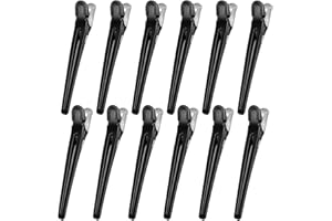 SMATIME 12 sztuk klipsy do włosów Krokodyl metalowe spinki do włosów z długim dziobkiem kaczki plastikowe klipsy do przekroju, dla dziewcząt, kobiet, salonu, stylizacji domu, czarne, 10 cm