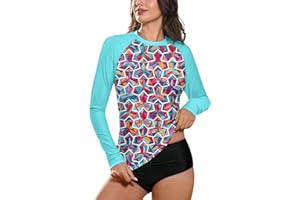 BesserBay Damen Surf Shirt Bademode Rash Guard UV Shirts Langarm Schwimmen Tankini UPF 50+ S-XXL