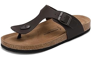 ARRIGO BELLO Tongs pour Homme Femme Cuir et Liège Sandales d'Été avec Orthèse de Soutien Sandales Plage Loisir Antidérapant Été Confortable Chaussons EU 36-46