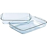 Pyrex® - Essentials - Set of 2 Rectangular Glass Lasagne Dishes (35 x 23 cm, 40 x 27 cm)