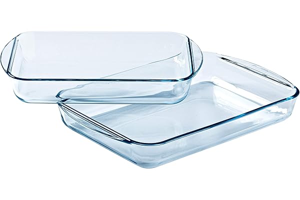 Pyrex - Lot de 2 plats à lasagnes et gratins rectangulaires - 2 Tailles - Verre Borosilicate - Extrême Résistance - Made in France