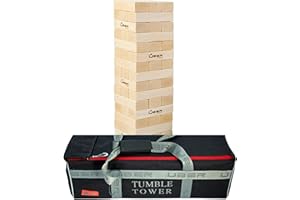 Ubergames Giant Wobble Tower XXXL Game Made of Real Hard Wood 19 kg Top Quality Stacking Tower up to 150 cm Large Ecological Wood in Ultra Luxury Bag