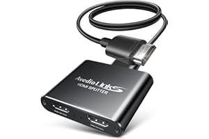 Avedio Links Rozdzielacz HDMI 1 w 2 Out z Kablem 4 ft, 4K 60 Hz Splitter Do Podwójnych Monitorów Mirror Only, Obsługuje Full