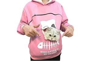 ALUEEU Sudadera Mujer Casual con Capucha Impresión de Gato Hoodie con Bolsillos Outwear Puede contener gatos Manga Larga Tops