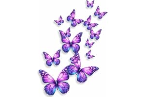 LAOGRAPHICS x14 Violet Butterfly Vinyl Decal Stickers, Cover up Marks, Weatherproof & Vibrant, Multi-Purpose Ideal for Phone, Cups, Tile, Toilet, Car, Laptop, Wall & More. Non Transparent Decal (Violet Blue)