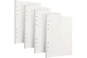 Febbya A5 Ringbuch Nachfüllpapier Kariert,4er Set 180 Blatt (6-Fach Gelocht) für Nachfüllbare Notizbücher | DIN A6 Trennblütter & Kalendereinlagen | Augenschonend, Hochwertiges 100g Papier