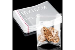 LONELY HIGH HEELS Lot de 300 sachets en plastique auto-adhésifs en cellophane transparent - 10 x 10 cm - Petits sachets à biscuits - Sachets plats - Sachets transparents - Pour bonbons, noix, bijoux