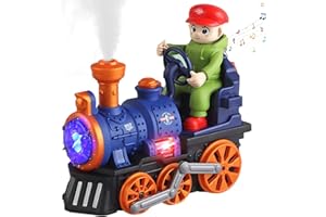 LUKIUP Train Electrique Enfant, Train Jouet Imitation à Vapeur, Jouets de Voiture pour Enfants de 3 à 10 Ans, Jouet avec Lumières et Sons, Jouets pour Garçons et Filles de 3 à 10 Ans