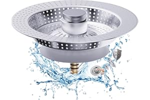 TSJLIKI Abflussstopfen und Abflusssieb Küchenspüle, 3-in-1 Pop-Up Bodenablauf Filter Aus Edelstahl für abflüsse, Ideale Schutzvorrichtungen für die Küchenspüle Silber