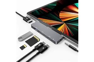 RREAKA Hub USB C pour iPad Pro, Adaptateur 7 en 1 pour iPad Pro 2023 2022 2021 12,9 11 iPad Air 5 4 Station d'accueil avec HDMI 4K, Lecteur de Carte SD/TF, USB 3.0, Prise Audio 3,5 mm, Accessoires