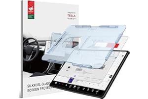 BERSEM Silkfeel Matte Glass Screen Protector Compatible with Tesla Model Y (2024-2020) / Model 3 (2023-2017) Center Control Touch Screen, EZ Kit, Anti Glare, Automatic Alignment