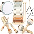 Vanplay Kids Musical Instruments Baby Musical Instrumen Musical Toys for 3 4 5 Year Old Boys Girls, Wooden Toys Baby Gifts with Tambourine Maracas Xylophone for Kids