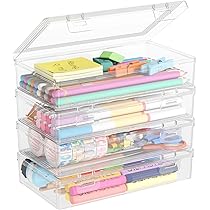 6 Contenitori Portaoggetti Impilabili Con Coperchi – Plastica Multicolore 30x20x12,5 Cm – Per Aule, Ufficio, Casa
