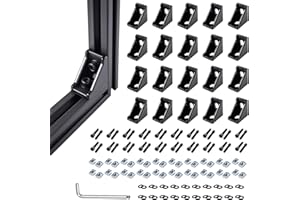 TOHIRA 20 Stück schwarze 2020 Aluprofil Winkel – Verstärkte Aluminium Eckwinkel mit M5 T-Nutensteinen und Innensechskantschrauben, Befestigungsmaterial für 20×20 Profile, CNC und DIY-Projekte