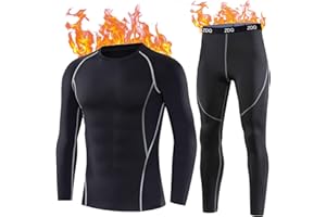 ZDQ Ropa Interior Térmica Invierno Hombre Esquí Térmico Conjuntos Térmicos Camisetas Manga Larga Pantalon Largos para Deportes Senderismo Snowboard