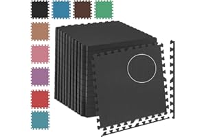 Fk Sports 25mm Extra Thick Gym Flooring Mat, 60x60cm, Cross Pattern (Black, 24pcs | 96 sq.ft) Non-Skid mats, Soft Cushion EVA Rubber Foam, Interlocking Puzzle Floor Tiles, for Home Yoga Workout