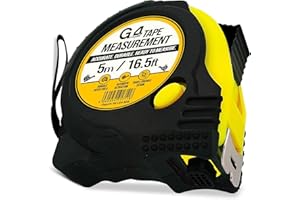 G4GADGET Tape Measure 5m/16.5ft – Heavy Duty Measuring Tape with 3-Button Control, Metric & Imperial, Auto-Retract, Lock, Rubber Grip, Durable Case for DIY & Pro Use