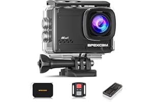 Apexcam 4K/60FPS 64MP EIS Action Cam WiFi Sports Camera Ultra HD Telecamera subacquea 40M Videocamera Impermeabile 2.4G Telecomando Time Lapse 2x1350mAh Batterie