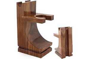 Haryali London Stojak na golarkę, zrównoważony stojak do golenia, 2 w 1, stojak na golarkę, drewniany stojak do golenia, stojak przyjazny dla środowiska, stojak na szczotkę do golenia, uchwyt na golarkę, zero odpadów