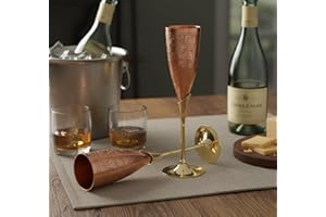 StonKraft Coupe de vin en flûte de cuivre gravé cuivré Flûtes à champagne Coupes Verres Ensemble de deux - Idéal pour Moscow Mule Too (Cuivre mince)