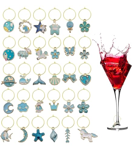Kit Fai-da-te Per Ciondoli Da Bicchiere Da Vino – 598 Pezzi A Tema Mare, Con Perline Lettera, Anelli E Charms Per Identificare I Calici