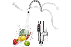 JELLYBIBO Electric Tap with Instantaneous Water Heater, 220 V 3300 W Hot Water Tap Kitchen Tap Smart Heater Water Boiler for Kitchen, Garden, Bathroom, Caravan, Camping