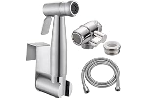 XOCOME Home Handheld Bidet, Bidet-Toiletten-Set mit Wasserhahn, Schlauch und Anschluss, perfekt zum Haarwaschen oder Reinigen des Waschbeckens (Silber)