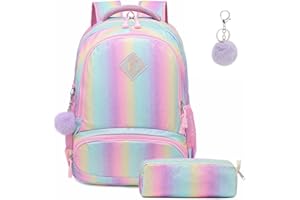 Meisohua Zaino Glitter per Ragazze Arcobaleno - Zaino Prescolare per Bambini Carino Zaino da Viaggio Leggero Bel Regalo da Giorno Casual per Ragazze 2 Packs - Shiny Pink