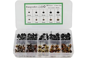 RAOGOODCX 140Pcs Needle Felting Eyes 6-10mm Mini Glass Amber with Black Eyes Kits for Toy Teddy Puppets Dolls Wool Felting Crafts