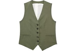 DeuYeng Womens Sleeveless Suit Waistcoat Buttons Vest Casual V Neck Solid Color Blazer Waistcoat Trendy Sleeveless Jacket