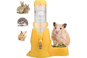 Diyife Hamster Drickflaska, [125 ML] Vattenflaska för Husdjur, Inget Vattenläckage, Automatisk Vattendricksdispenser Matskål Golvgrotta 3-i-1 för Kaniner, Chinchilla, Igelkott, Ekorre –