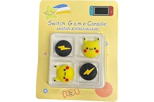 Prysm Gaming Pika and Thunderbolt Pack of 4 Rubber Thumb Grips Caps for Original and OLED Switch Joy-Con & Switch Lite