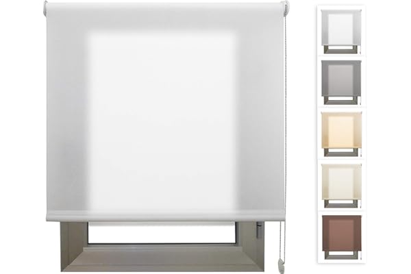 Estor Enrollable Translúcido Blanco a Medida – Luz Natural con Privacidad Día y Noche – Persiana para Ventanas, Puertas, Balconeras, Cocina u Oficina – Instalación en Pared, Techo o Lateral