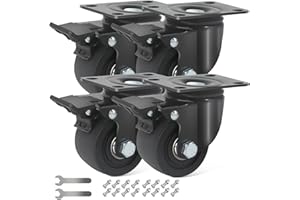 RRIUTO Roulette Charge Lourde 75MM avec Frein, Roulettes pour Meubles Roulette Pivotantes Charge Lourde À 360 Degrés, pour Tous Les Sols, 4 Nylon Double Roulement Roulettes Jusqu'à 2000KG