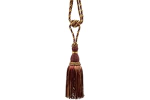 DÉCOPRO Elegant Curtain & Drapery Tassel Tassel Tieback, Tassel Length 8" (20cm), 30" Spread (76cm) (Style# TBH8) Burgundy Gold Red #1253 (Carmine Red, Yellow Gold, Dark Red) Sold Individually