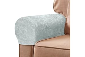 NEKOSUKI 1 Pair Arm Rest Covers Set, Chenille Arm Covers for Chairs and Sofas Anti-Slip Couch Armrest Covers with Pins, Furniture Armrest Protector for Sofa Couch Chair (Aurora Silver)