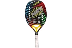 MAX BEACH TENNIS MBT ALPHA, Racchetta Beach Tennis 100% Fibra di Carbonio 3K - Trattamento ruvido- Eva High Power – Leggera e Bilanciata – Profilo 22 mm - Custodia inclusa