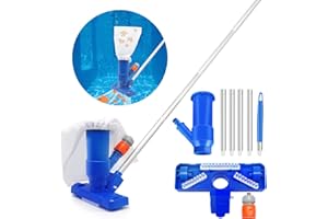 Herbst Aspirateur Piscine, Kit Nettoyage Piscine, Aspirateur de Feuilles Piscine avec Brosses, Kit d'entretien de Piscine avec Sac de Filtre Ultra Fin，pour Nettoyage Piscines Spa Aquarium