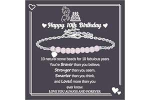 DOA 8 10 11 12 13 14 15 16 Year Old Birthday Gift for Girls Small Natural Stone Bead Bracelet Adjustable Heart Charm Bracelet Birthday Present for Sister Daughter Granddaughter