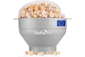 Machine à pop-corn pour micro-ondes EcoEarth, bol à pop-corn pliable en silicone de qualité alimentaire avec couvercle, pop-corn à air chaud, Earl Grey