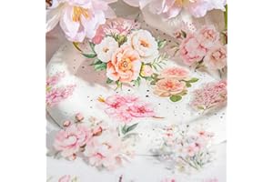 MISKEPAA 180 Pcs Scrapbooking Accessori Kit, PET Fiori Stickers for Scrapbook Accessori, Junk Journaling, Bullet Journal, Painting, Planners, Mobile Phones, Photo Albums (Pink Garden)