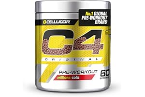 CELLUCOR C4 Original Pre Workout Powder, Cola, 60 portions | Boisson énergétique en poudre sans sucre avec 150mg de caféine, 1500mg de créatine monohydrate, 1600mg de bêta-alanine.
